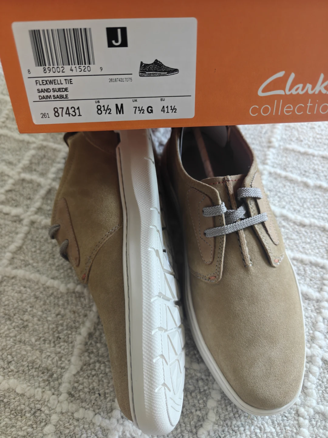 Clarks Flexwell Tie Sand Suede Shoes Size 8.5 Mens - photo 2
