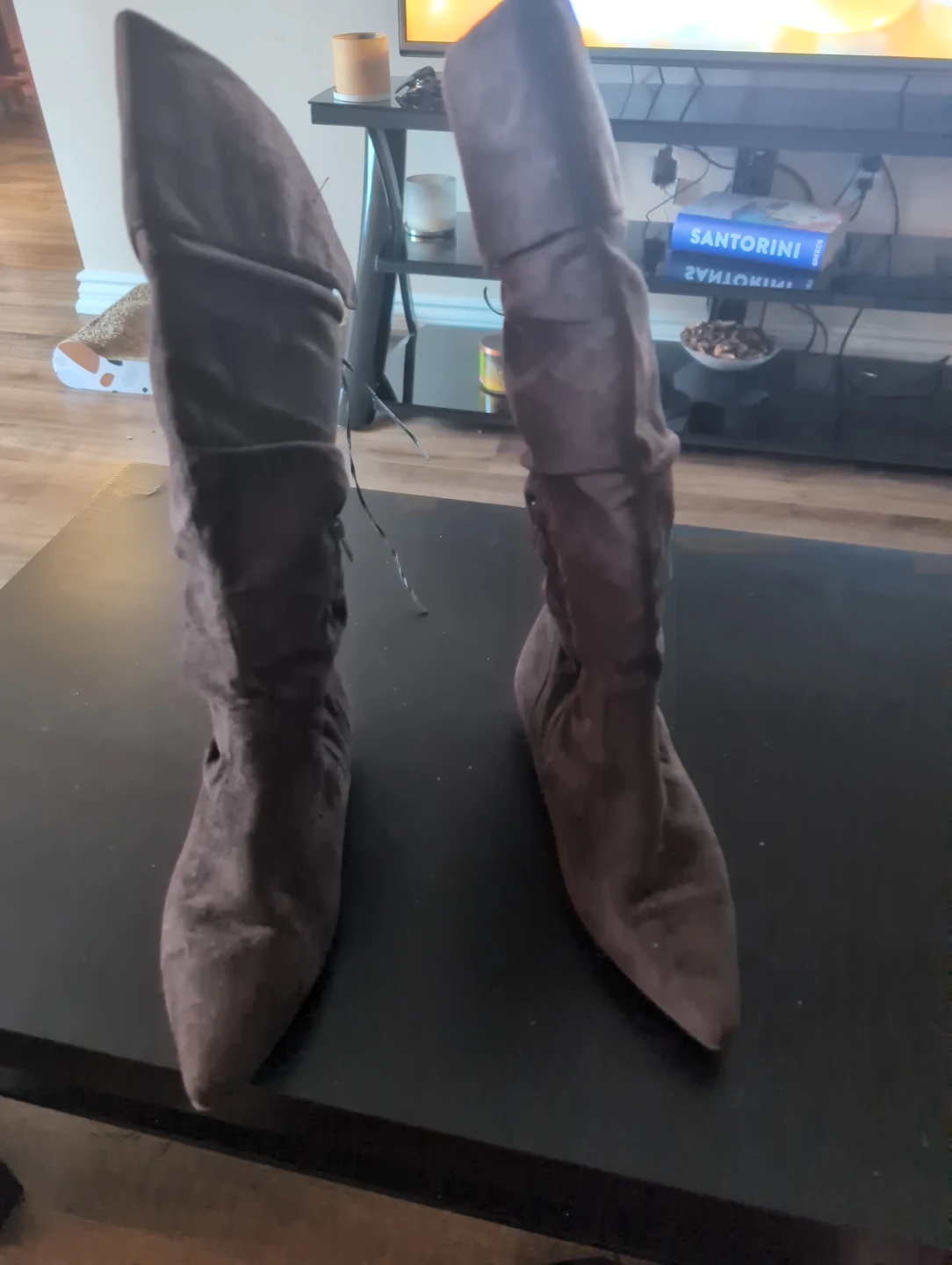 Brown Suede Slouch Boots