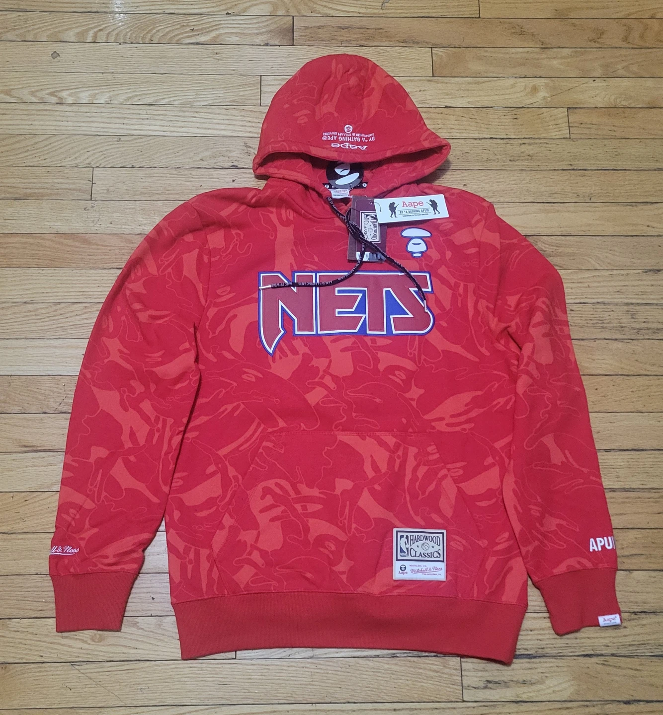 Aape x Mitchell & Ness Nets Hoodie Red size Large