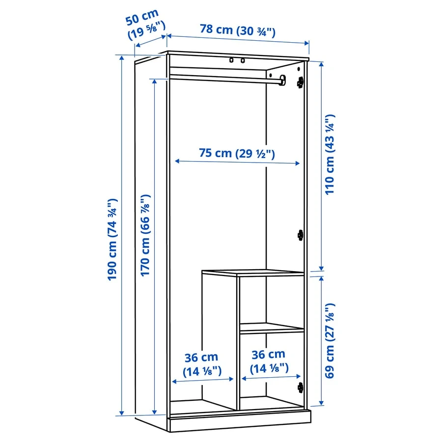 IKEA Brimnes White 2-Door Wardrobe - photo 5