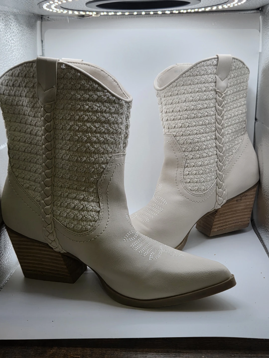 Cream Western Ankle Boots
