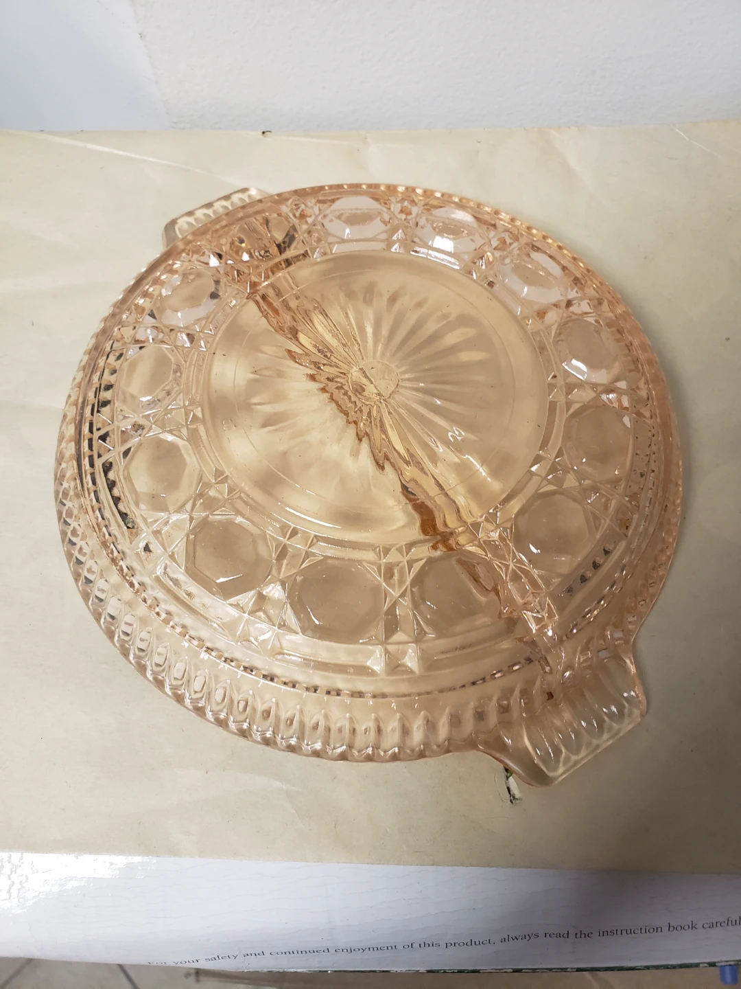 Vintage Pink Depression Glass Divided Serving Dish - photo 2