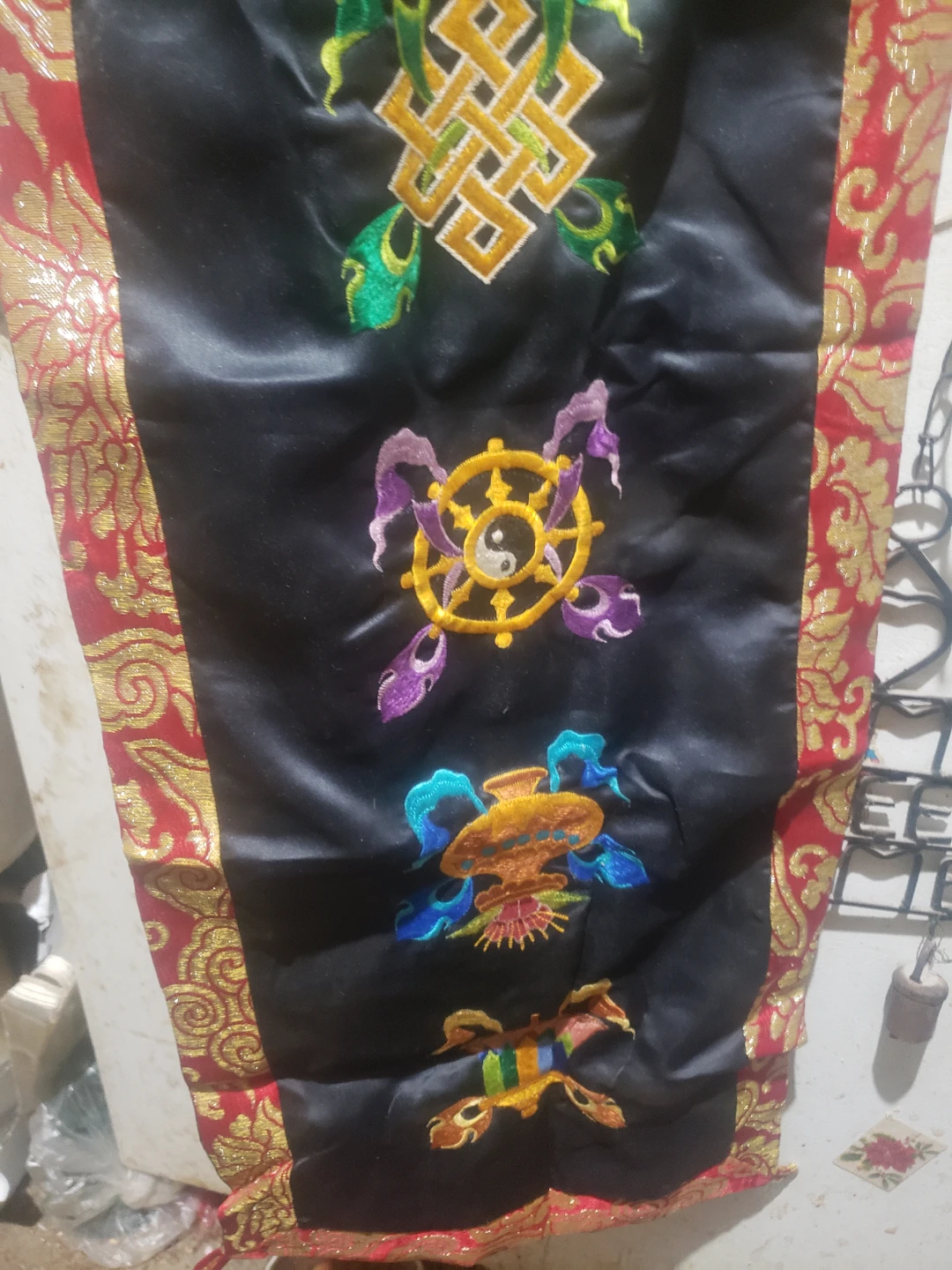 Tibetan Satin Embroidered Wall Hanging - photo 3
