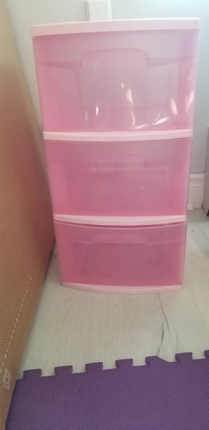 Pink 3-Drawer Plastic Storage Unit