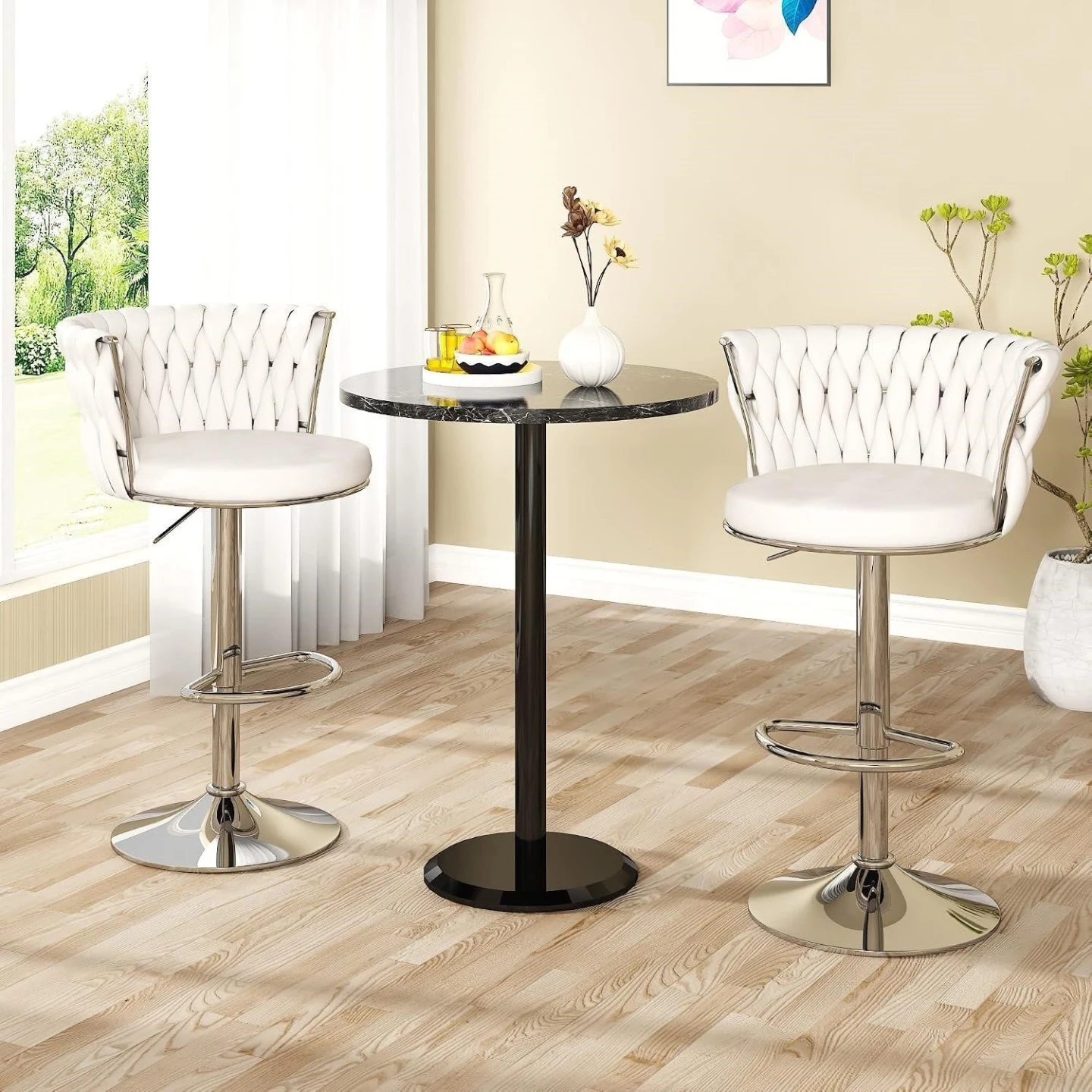 Set of 2 White Bar Stools - photo 4