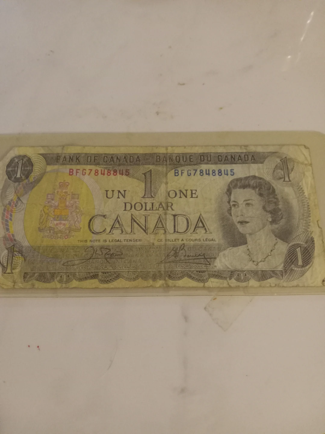 Vintage 1973 Canadian One Dollar Bill