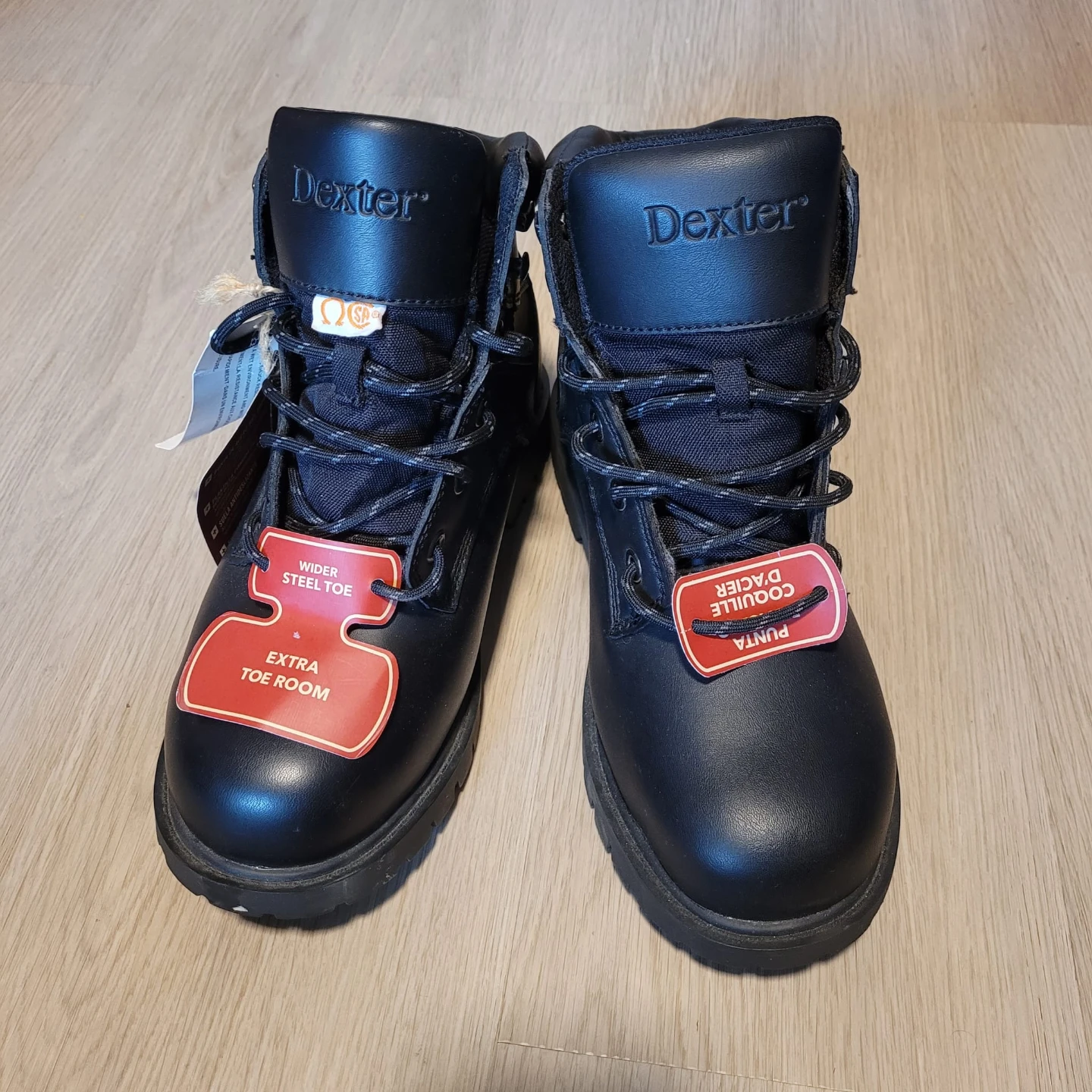 Size 7- Dexter Men's Steel Toe Work Boots Black