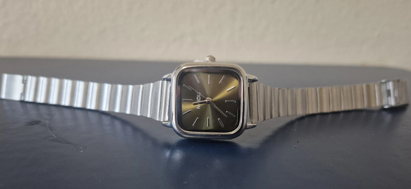 Ladies Silver Tone Square Watch