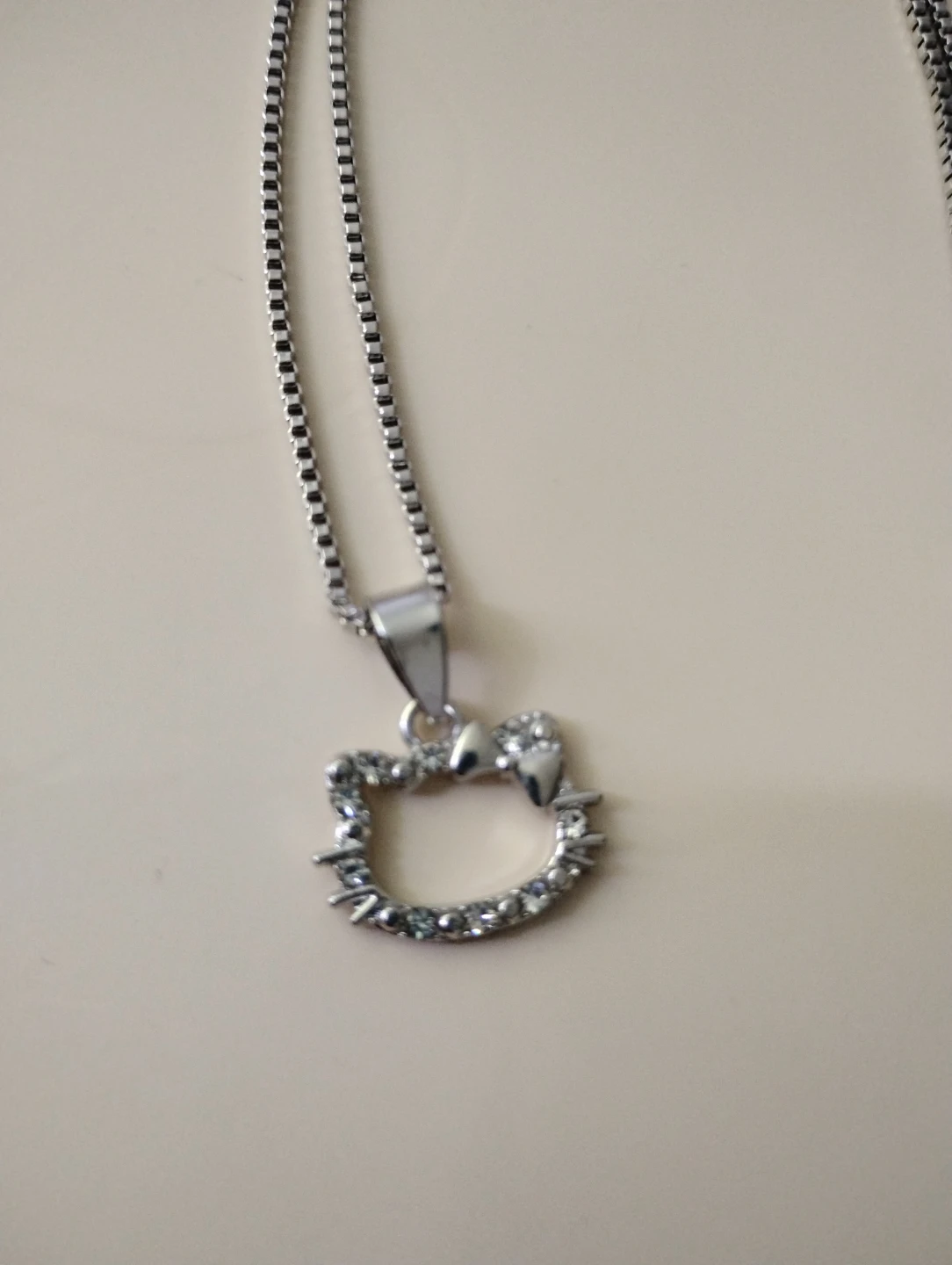 Hello Kitty Pendant Necklace with Rhinestones