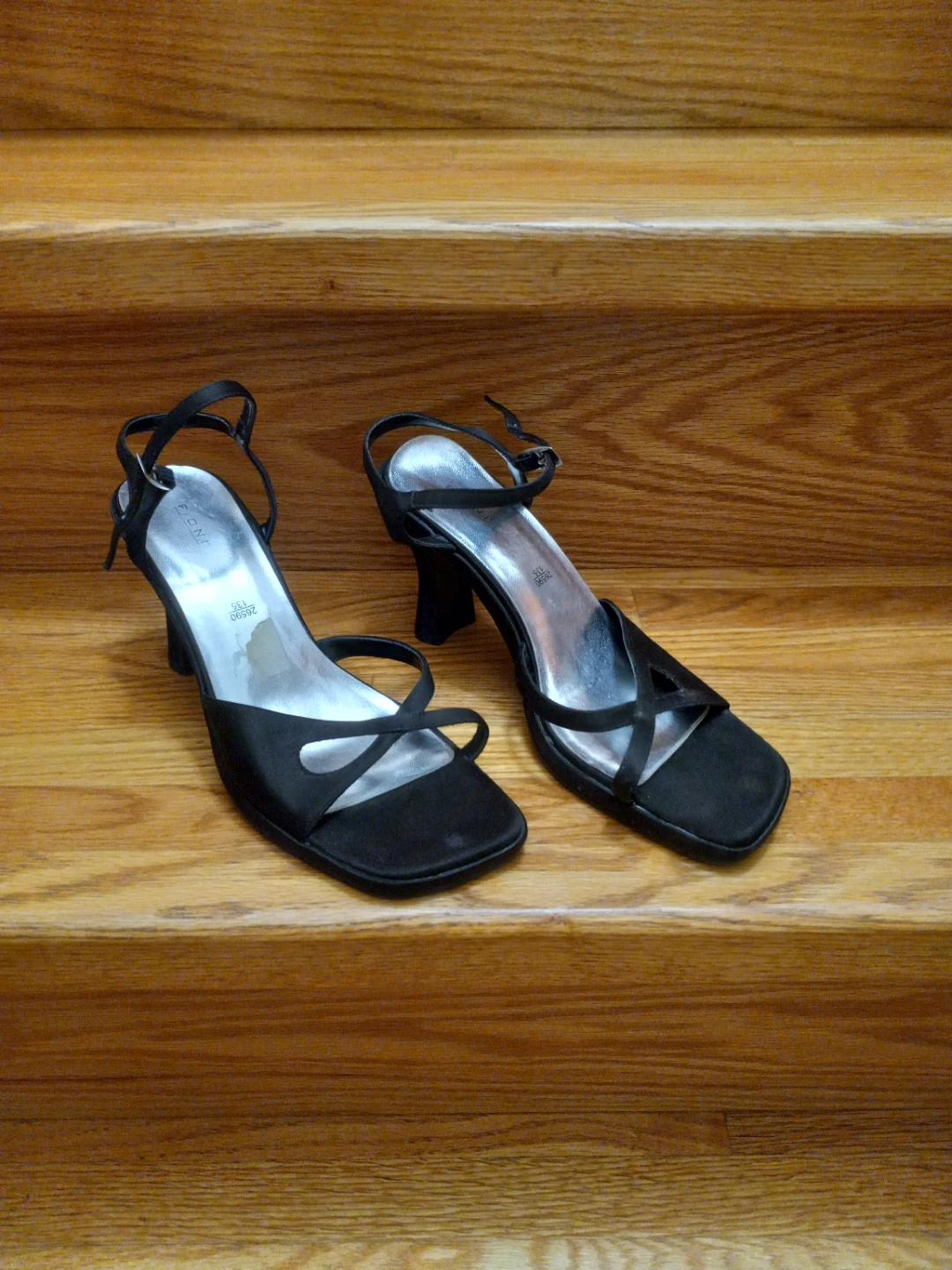 Fioni black strappy heels