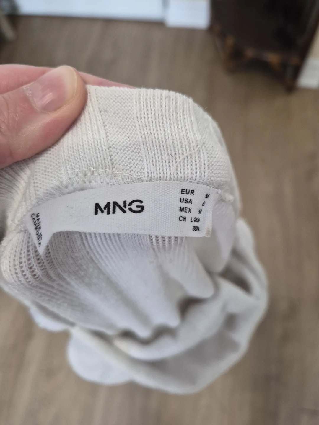 Size S MNG White Ribbed Long Sleeve Shirt - photo 3