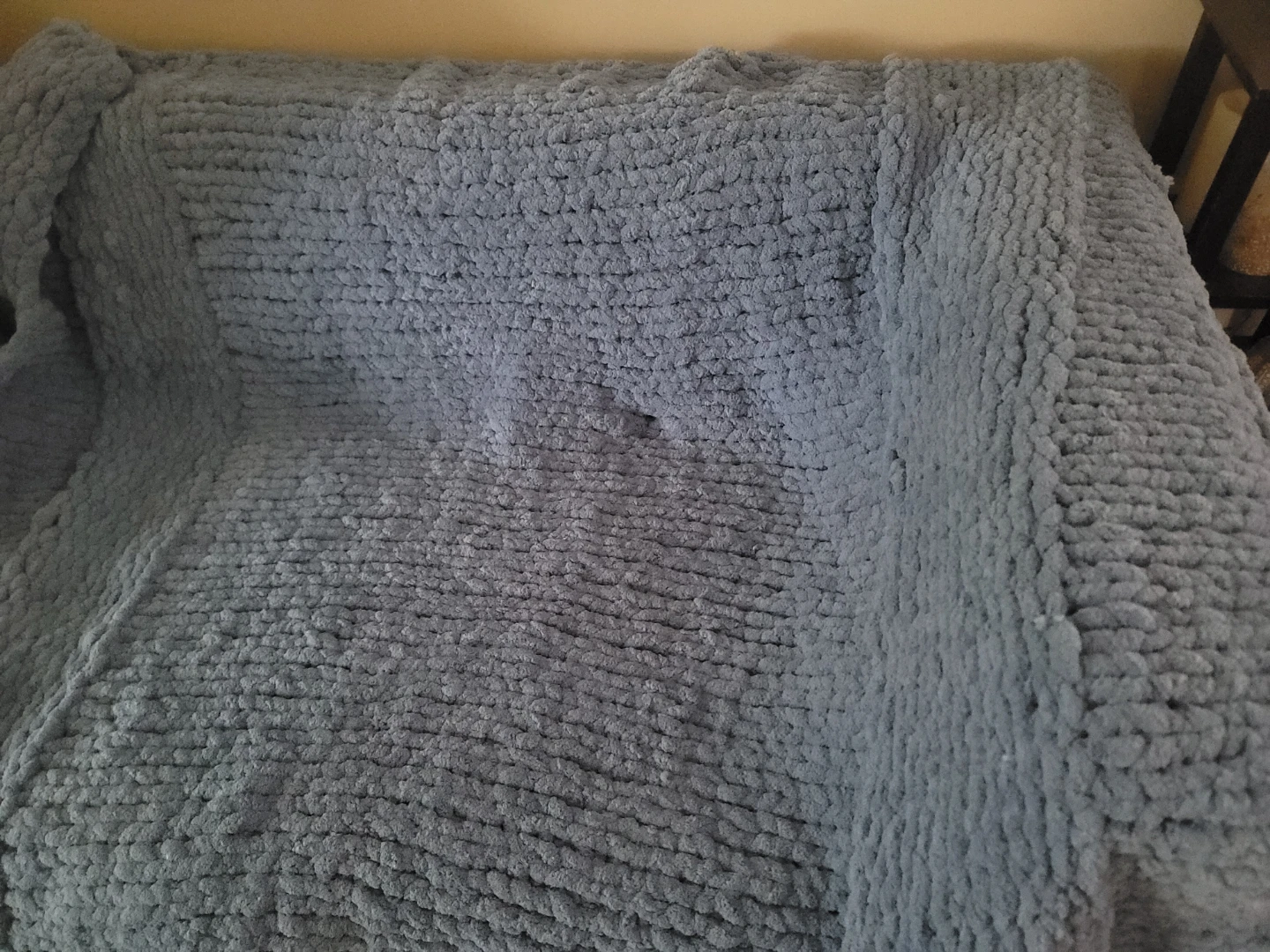 Handcrafted Blue Chunky Crochet Blanket 50" × 60"