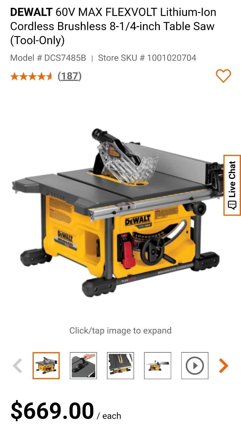 BRAND NEW DEWALT 60V MAX FLEXVOLT Table Saw (Tool Only) - photo 5