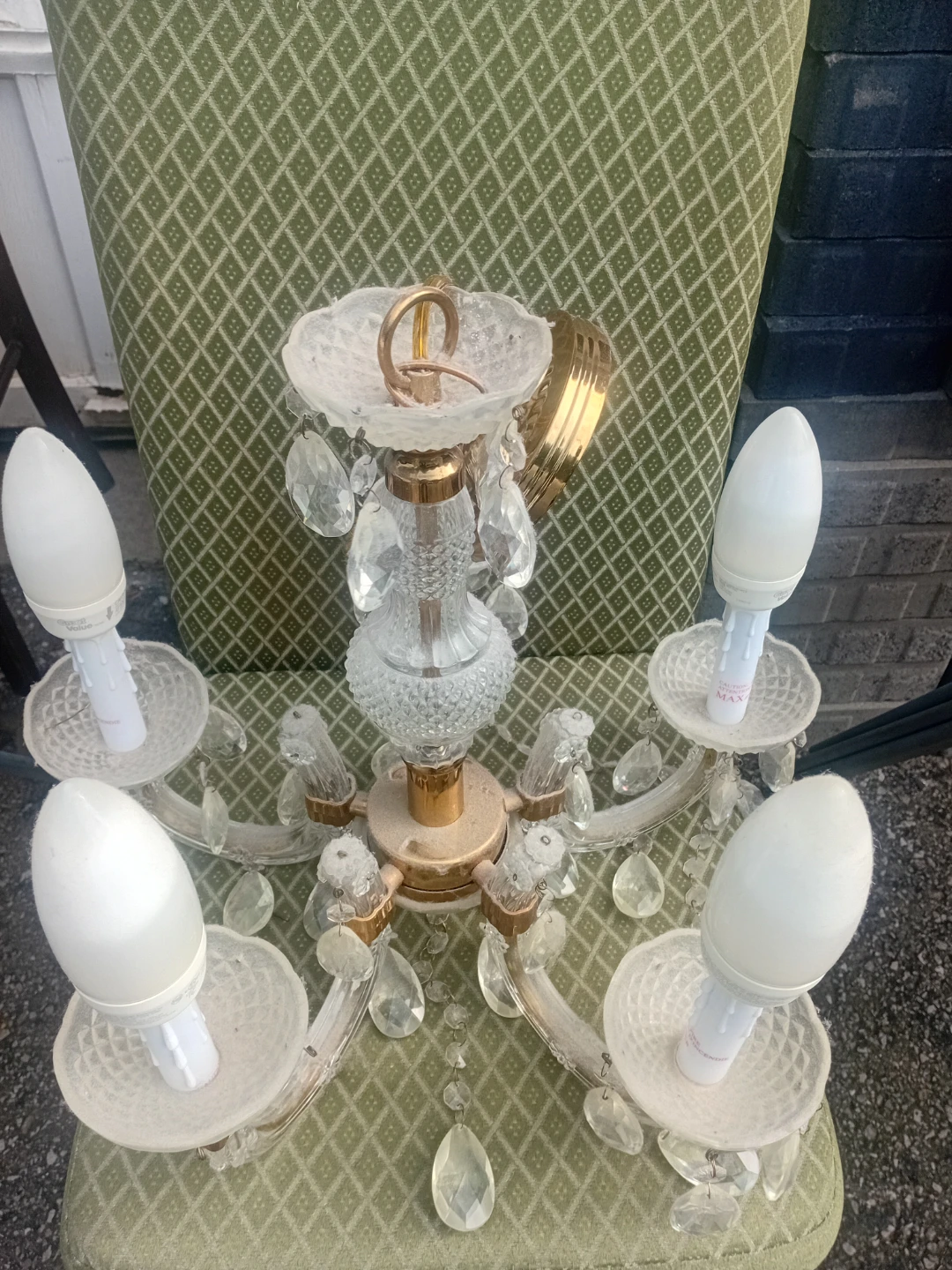 Vintage Brass and Crystal Chandelier - photo 4
