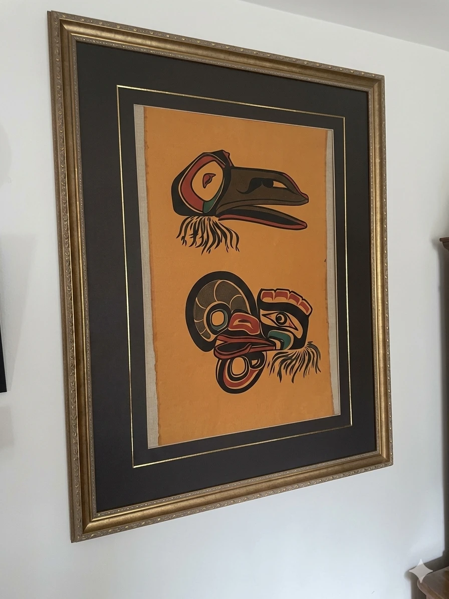 Vng Northwest Coast Indigenous Art Silkscreen Print on Burlap - photo 2