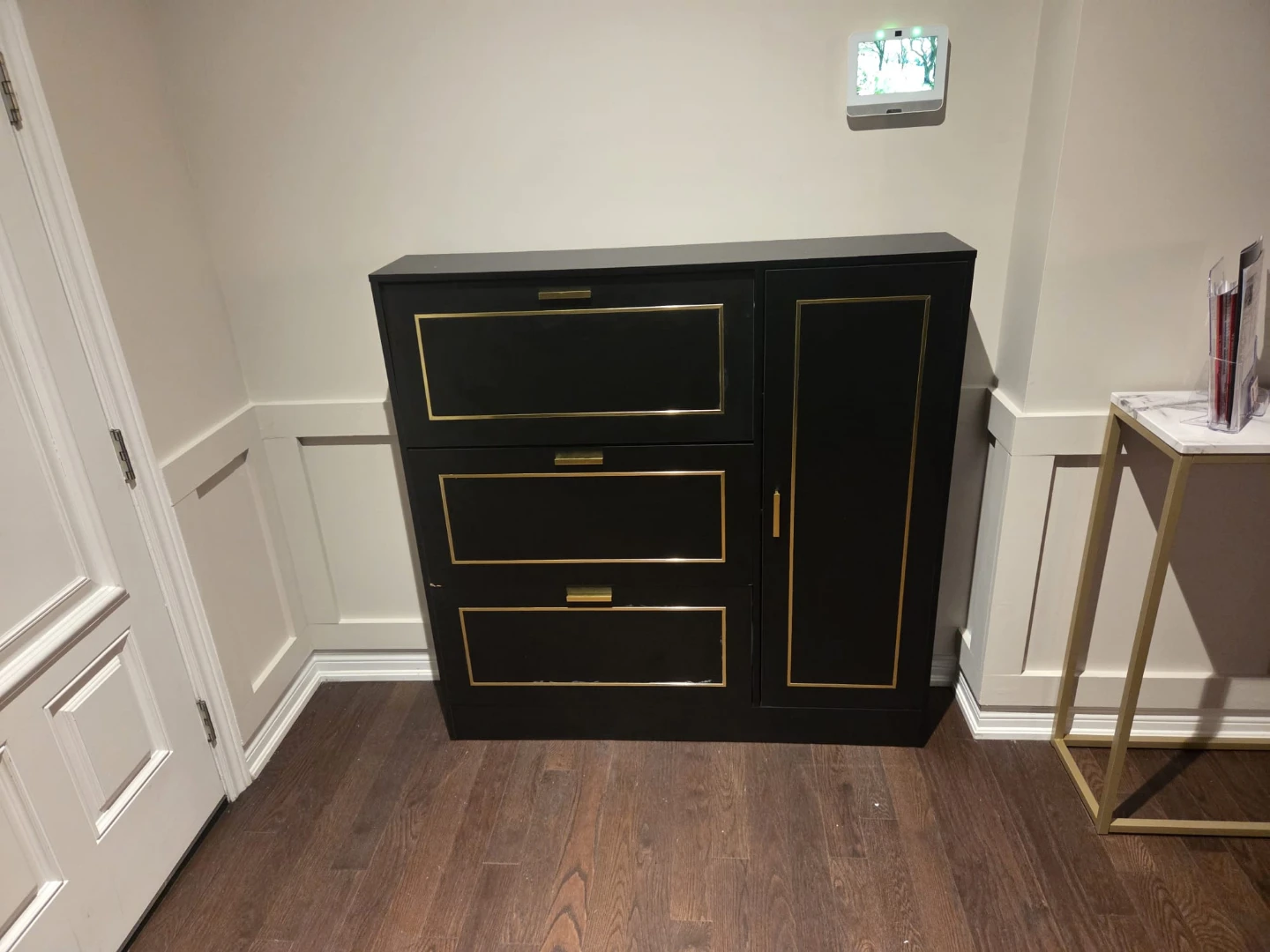 Black and Gold Shoe Cabinet