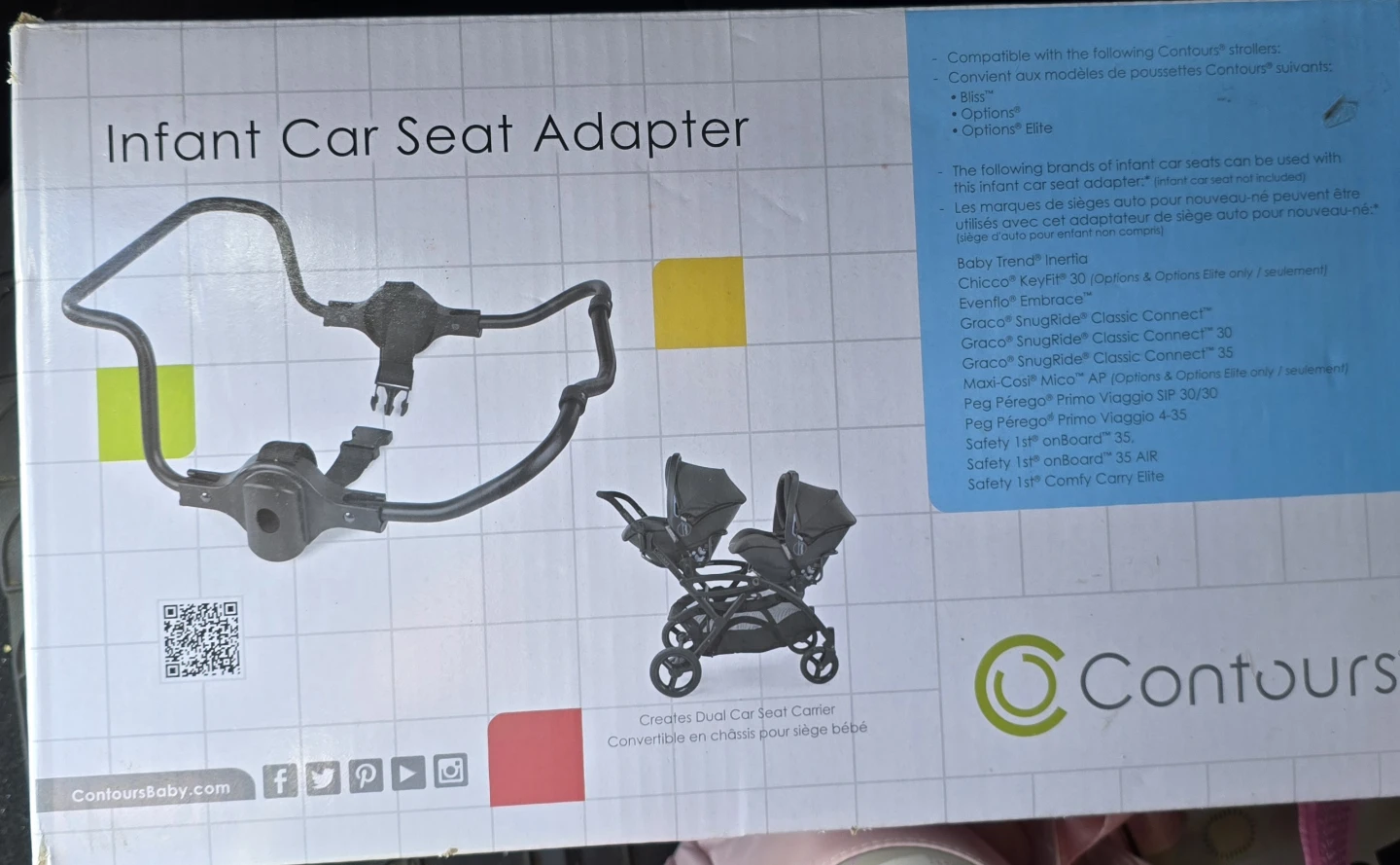 Contours Infant Car Seat Adapter for Double Stroller