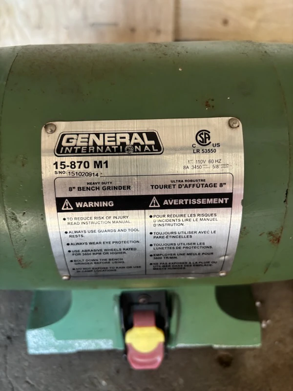 8" general international bench grinder