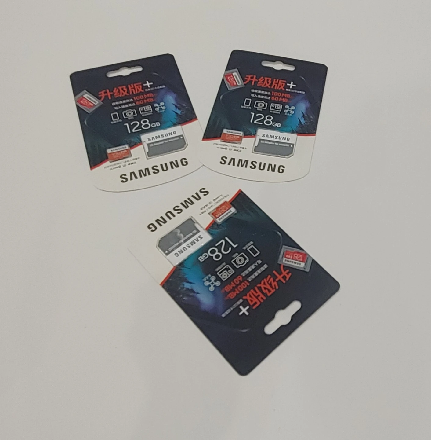 Three Samsung 128GB MicroSD Cards