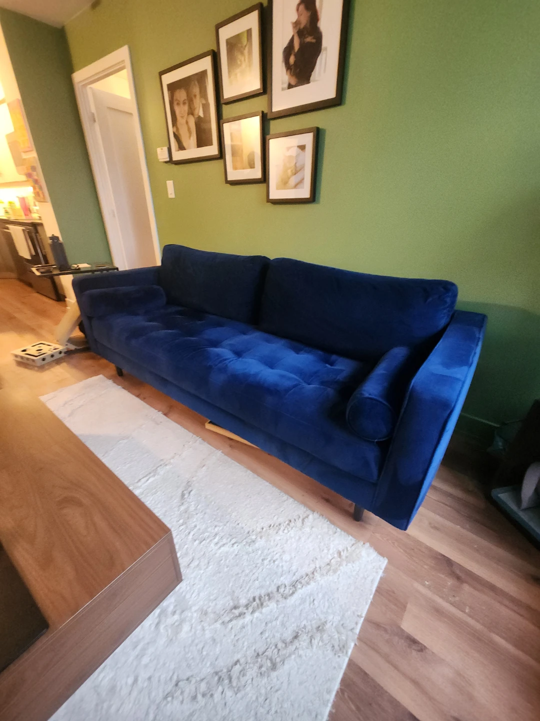 Blue Velvet Three-seater Sofa