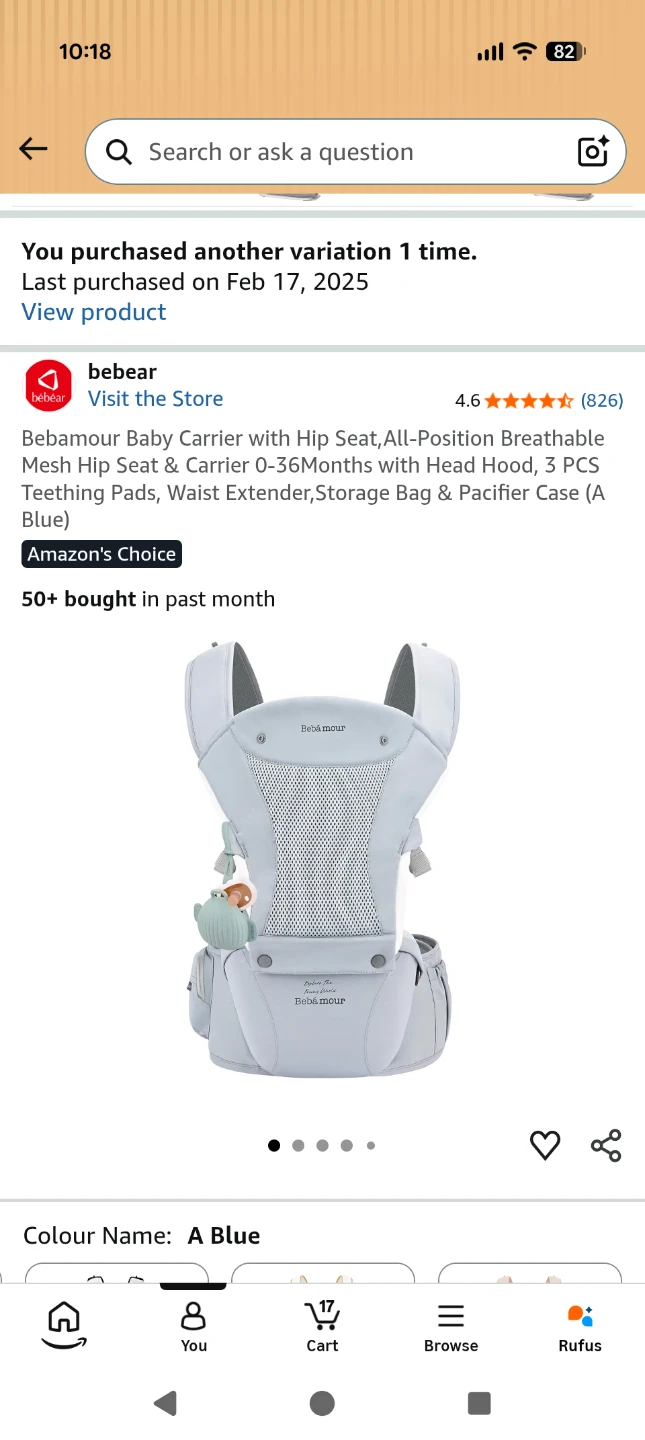 Bebamour Baby Carrier with Hip Seat
