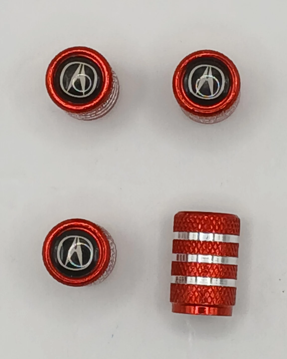 Set of 4 Red Acura Tire Valve Caps