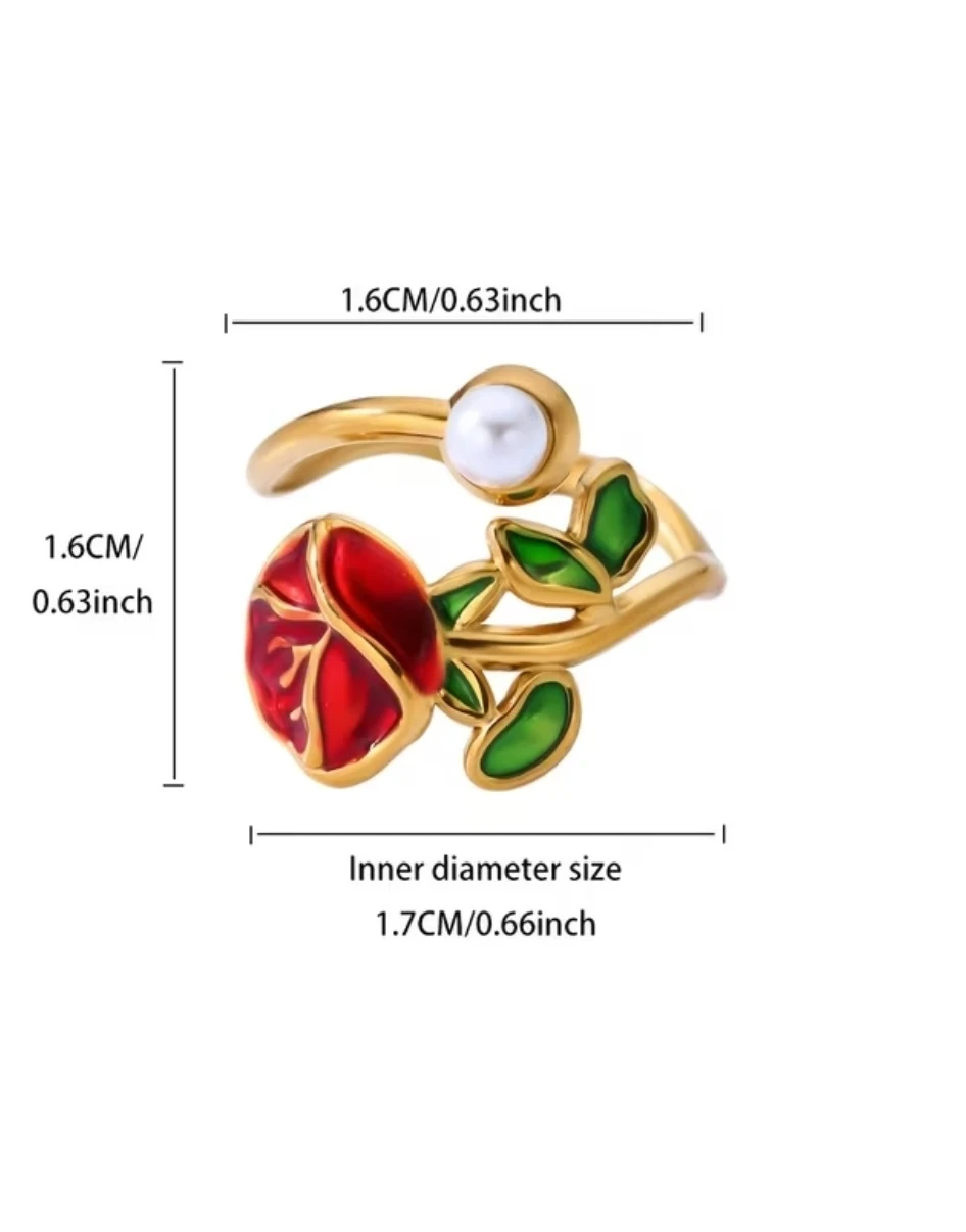 Gold-tone rose and pearl ring - photo 3