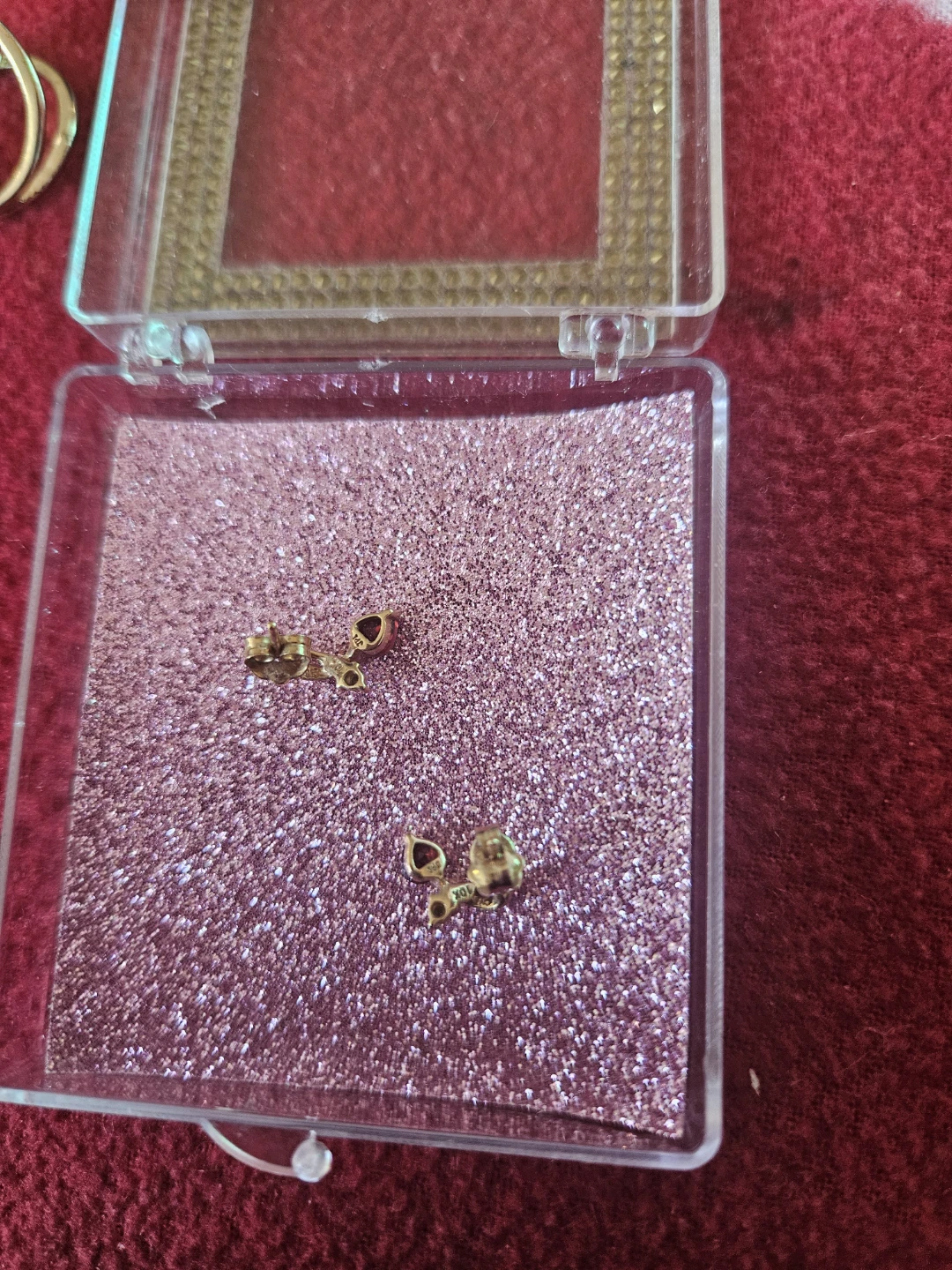10k Gold Cherry shaped Earrings with Red Stones - photo 2