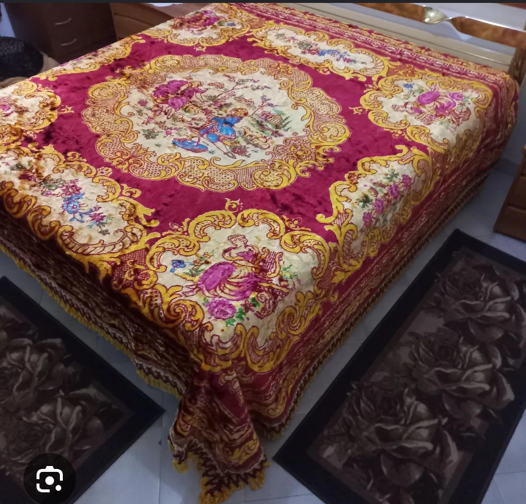 Vintage Baroque Style Velvet Bedspread