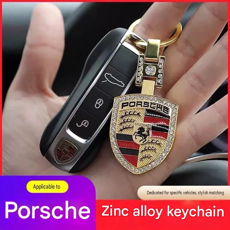 Luxury Porsche Rhinestone Gold Keychain - photo 2