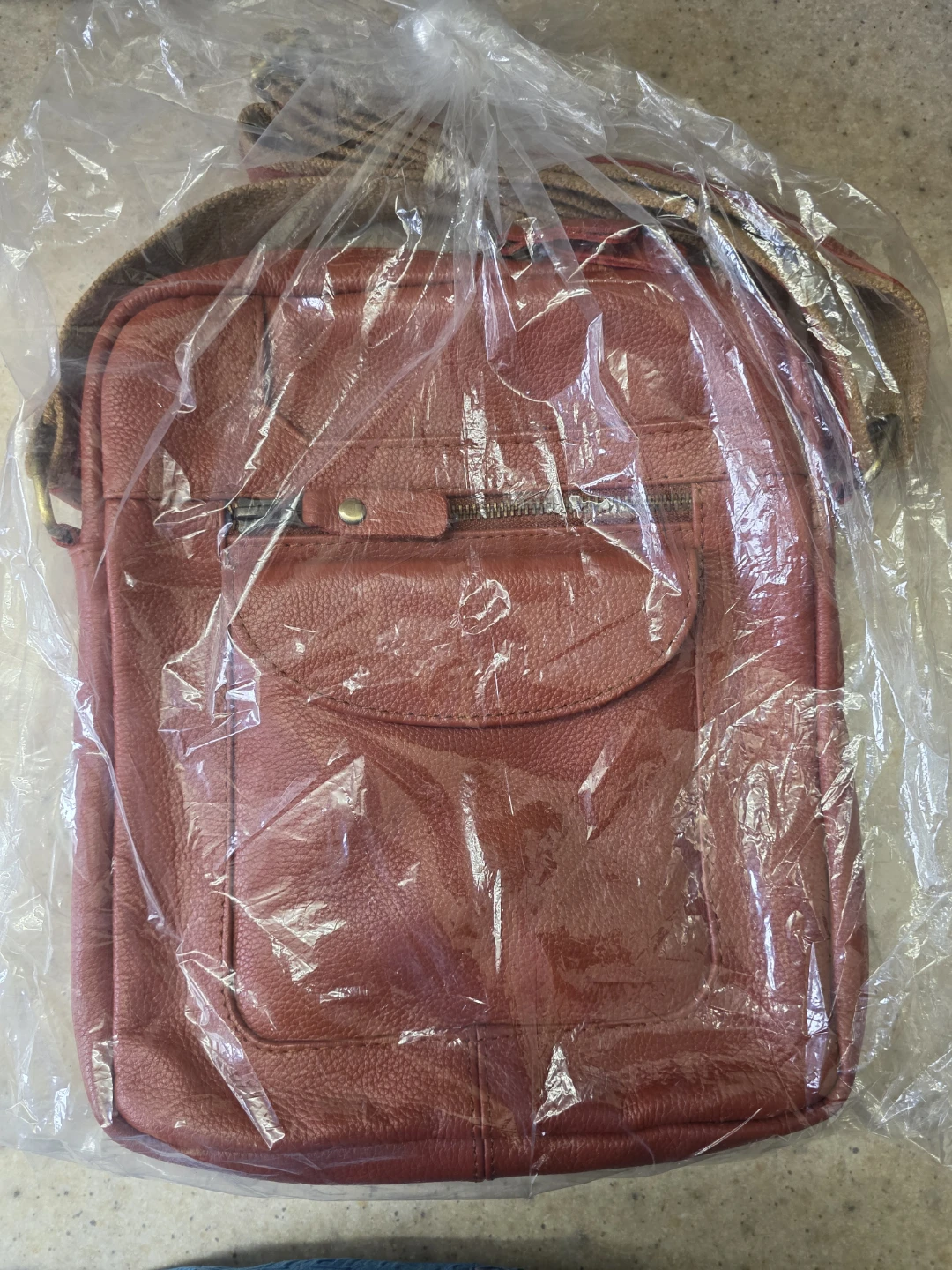 Brown 100% geniun leather crossbody bag - photo 5