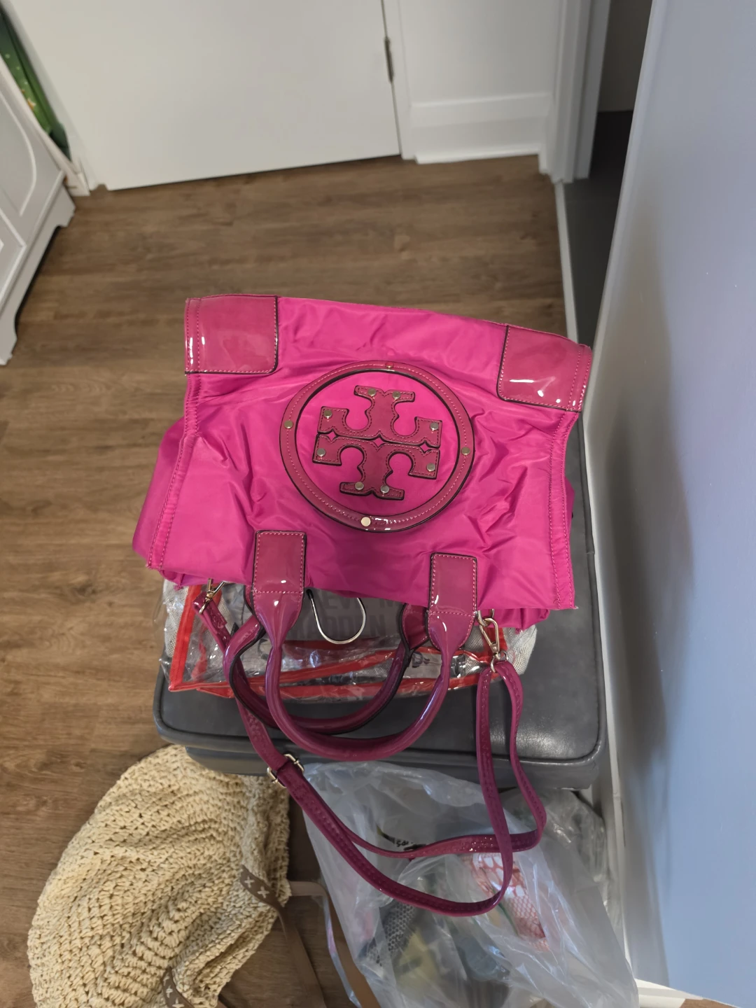 Tory Burch Pink Nylon Tote Bag