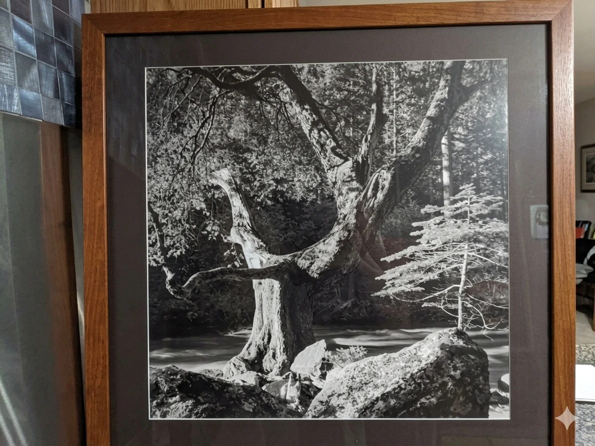 Ansel Adams "Early Morning, Merced River" Large Framed Vintage - photo 2