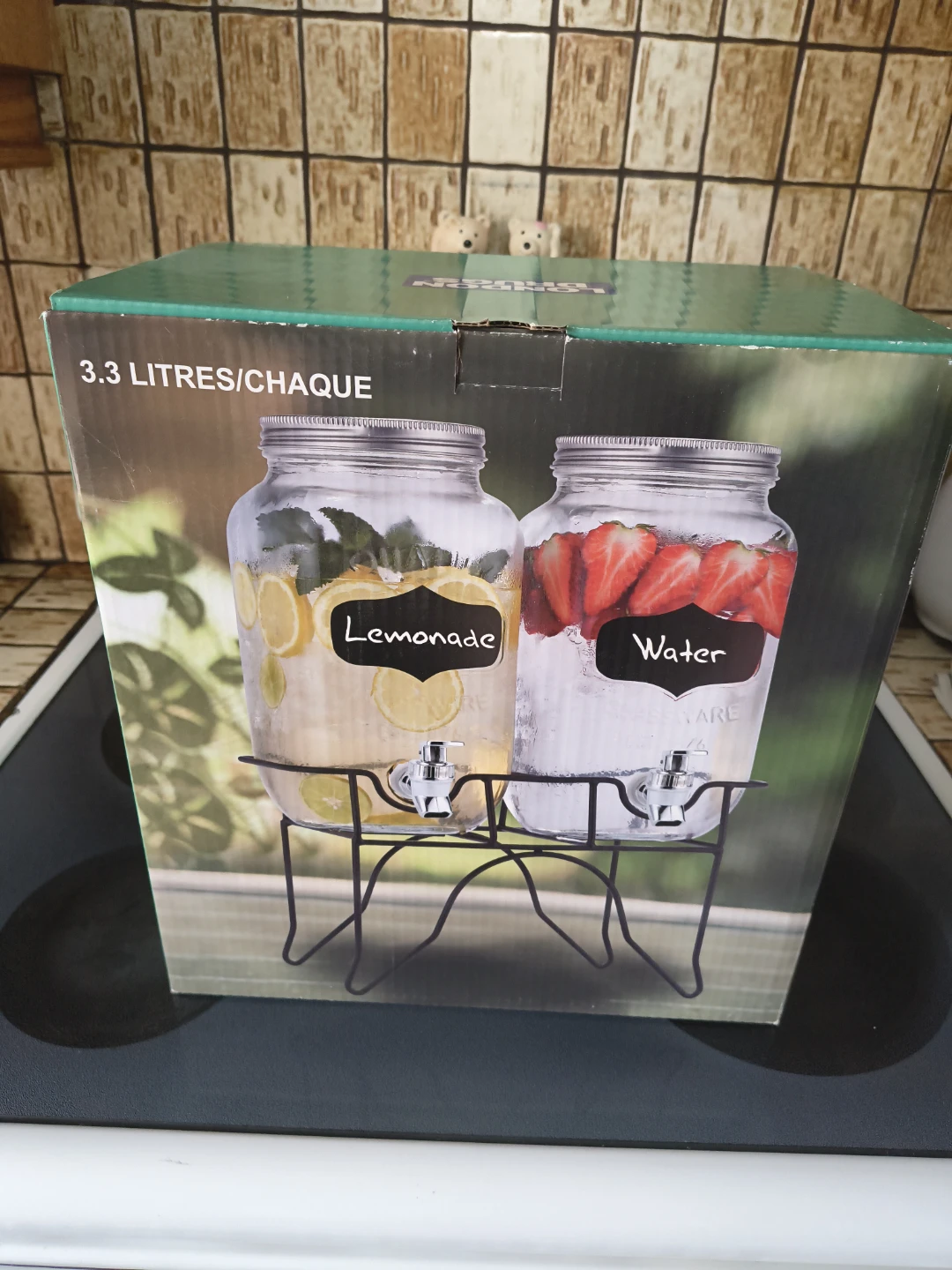 Beverage Dispenser Set of 2 with Black Metal Stand