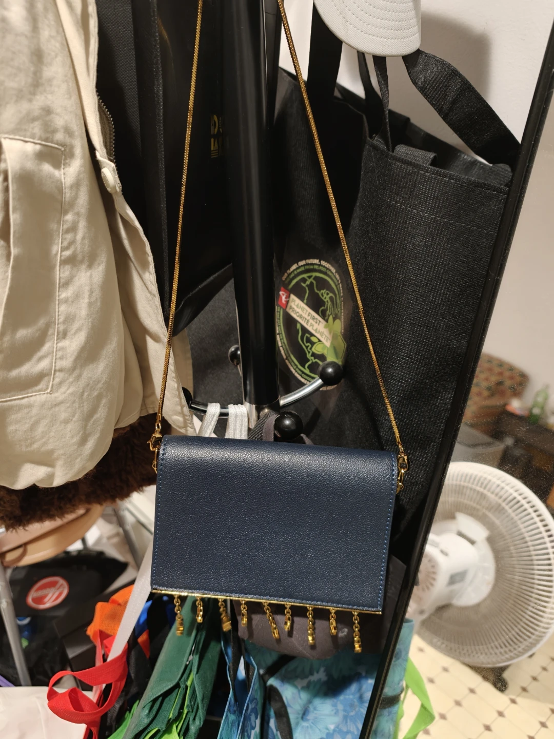 Charles & Keith Navy Blue Star Charm Chain Crossbody Bag