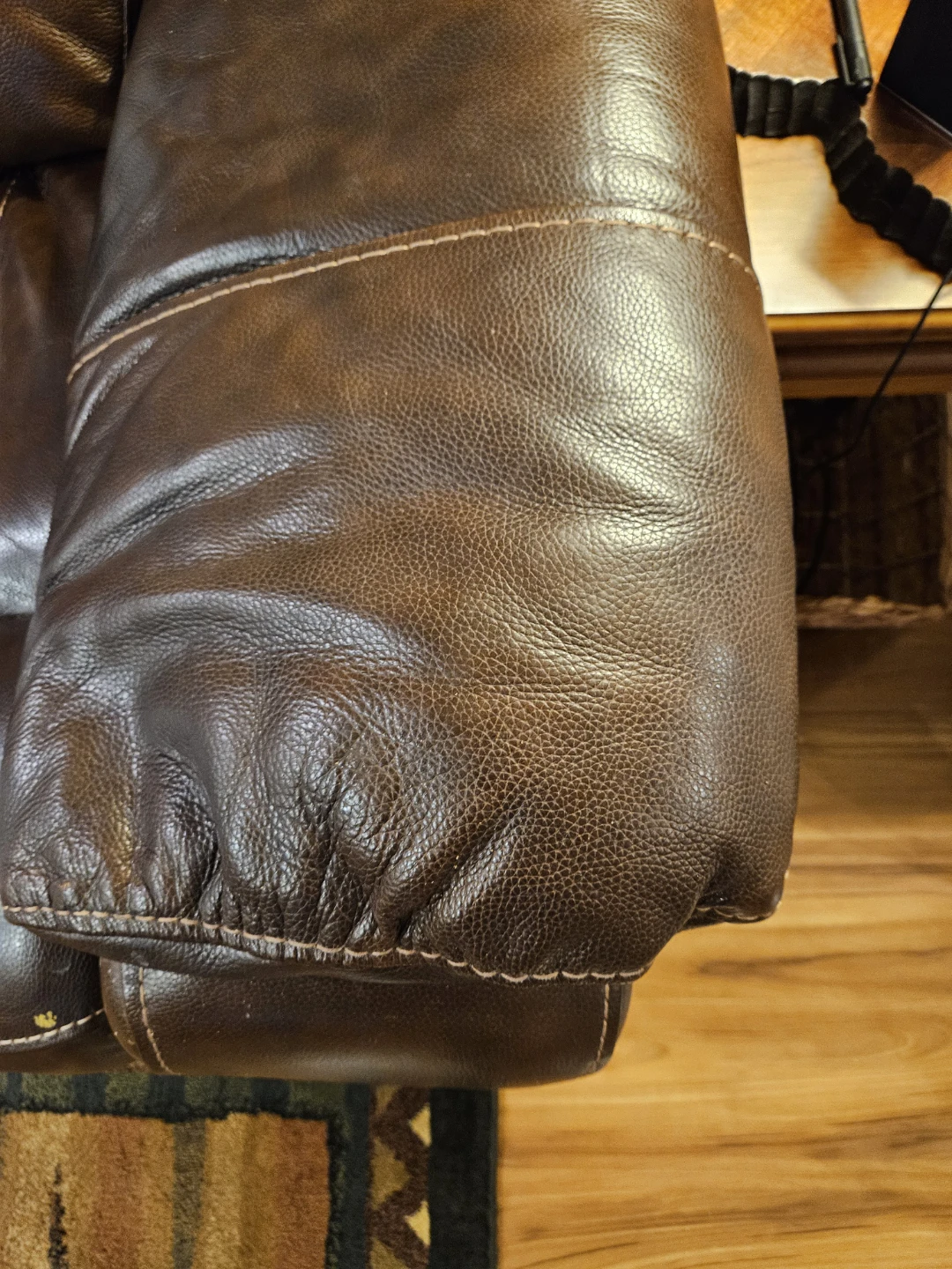 Dark Brown Leather Reclining Sofa - photo 4