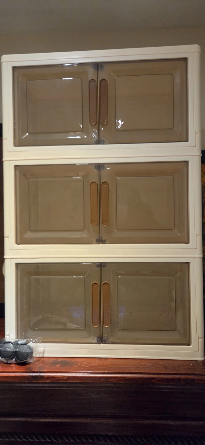 3-Tier Plastic Storage Organizer with Doors