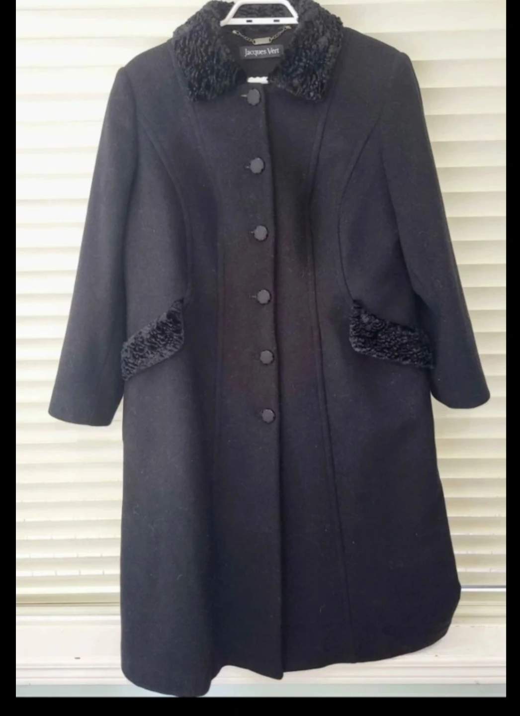 Jacques Vert Black Wool Coat size 14