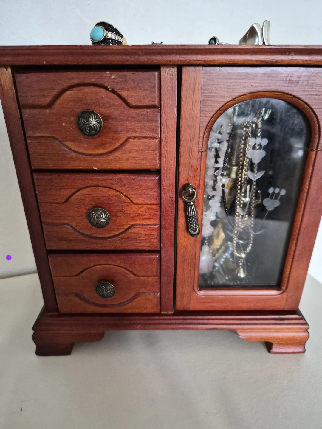 Wooden Jewelry Box with Drawers and Necklace Hanger - photo 4