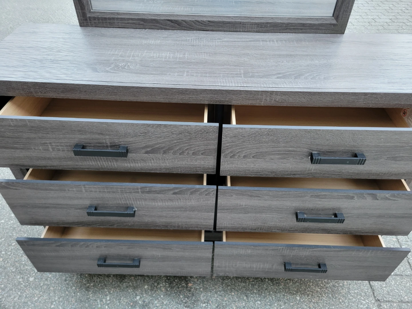Beautiful Modern Charcoal Grey 6-Drawer Dresser with Mirror - photo 5