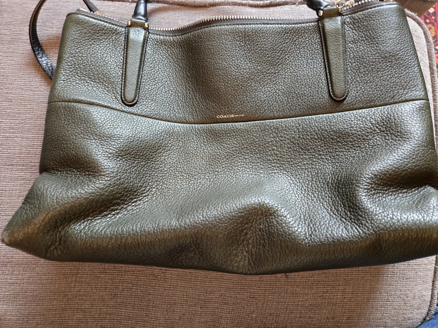 Vintage Coach Olive Green Leather Handbag