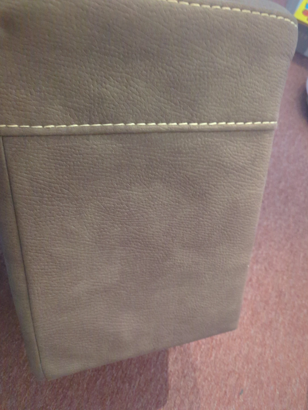 Brown Faux Leather Storage Ottoman - photo 3