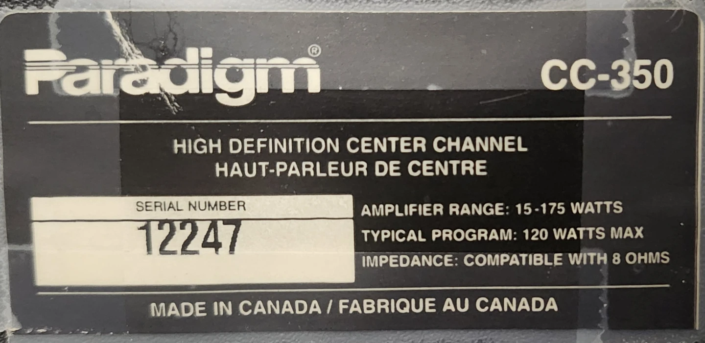 Paradigm CC-350 Center Channel Speaker - photo 4