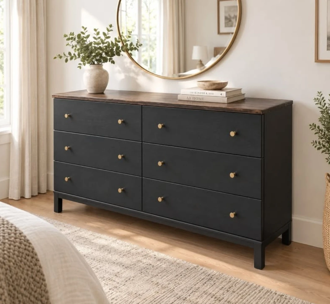 Newly refinished 6 drawer solid wood dresser