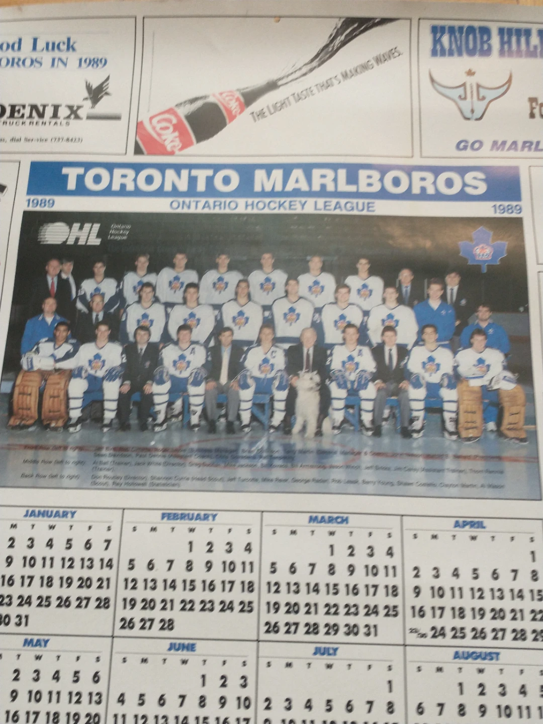 Beautiful 1989 Toronto Marlboros 18 x 25" OHL Calendar Poster - photo 2