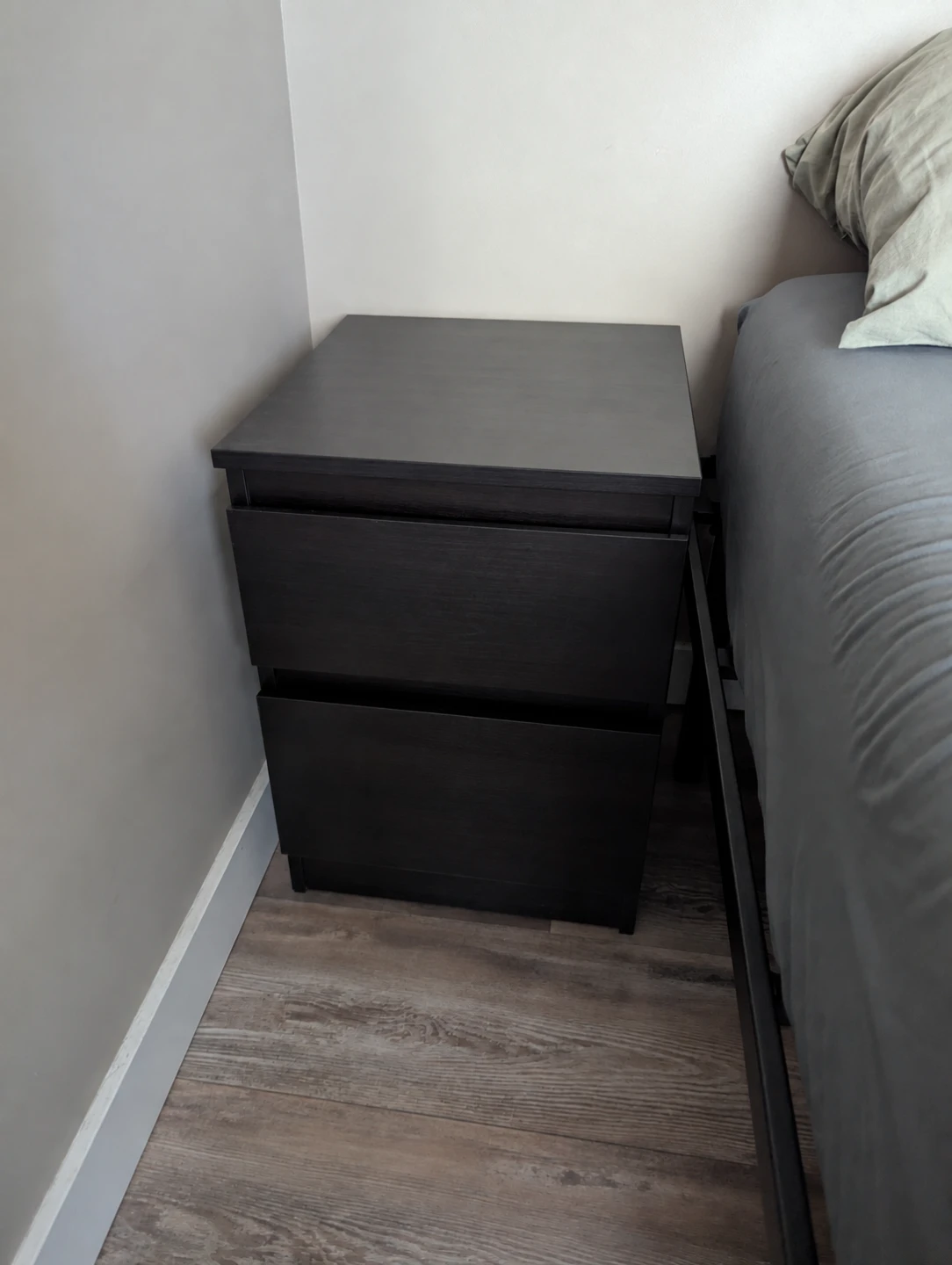 IKEA 2-Drawer Nightstand in Black-Brown