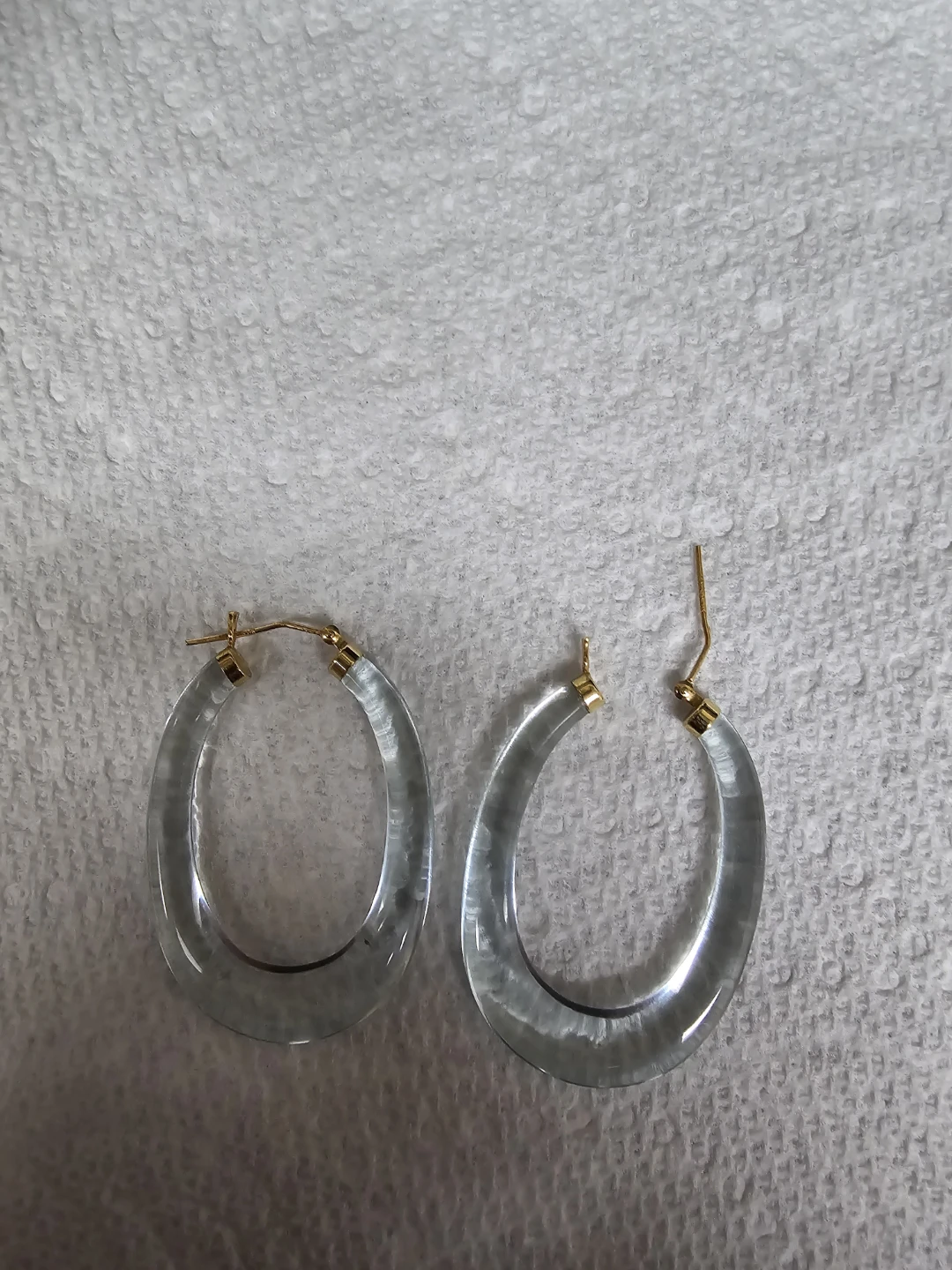 Gold 14 k Clear Light Blue  Quartz Hoop Earrings - photo 2