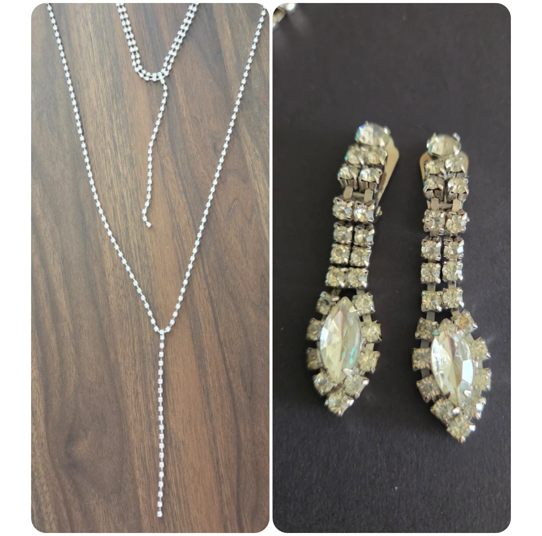 2 Rhinestone Necklaces and 1 Earring Set