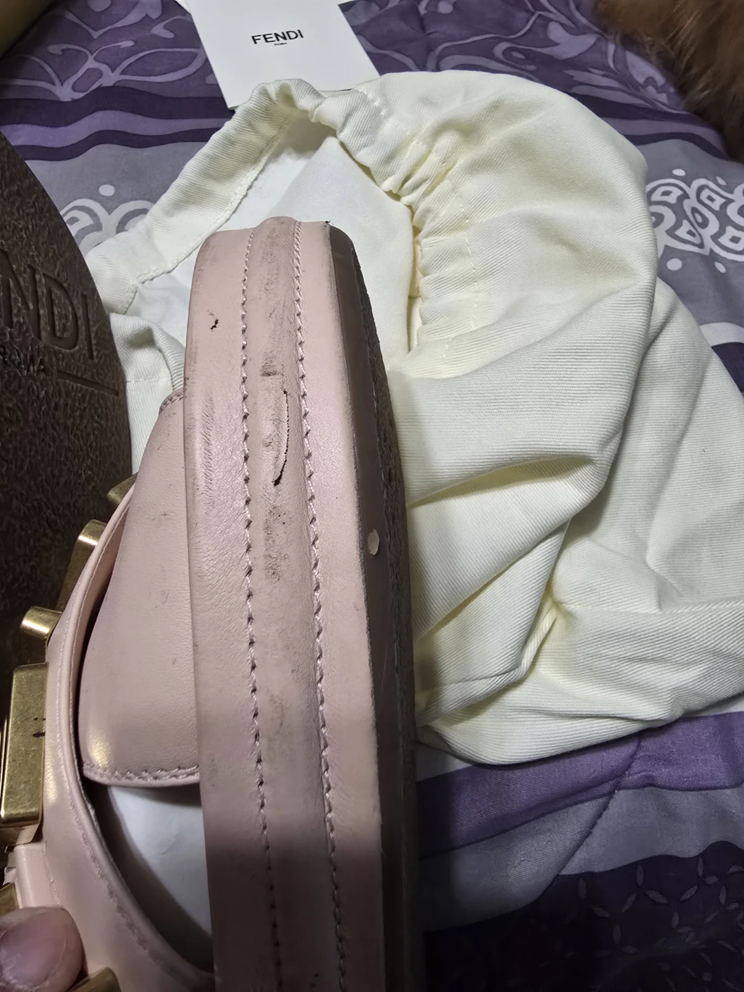 Fendi Pink Leather Slides