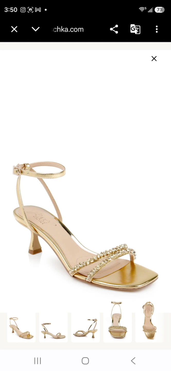 Jewel Badgley Mischka Nayla Kitten Heel Sandals Gold 🏈 - photo 4